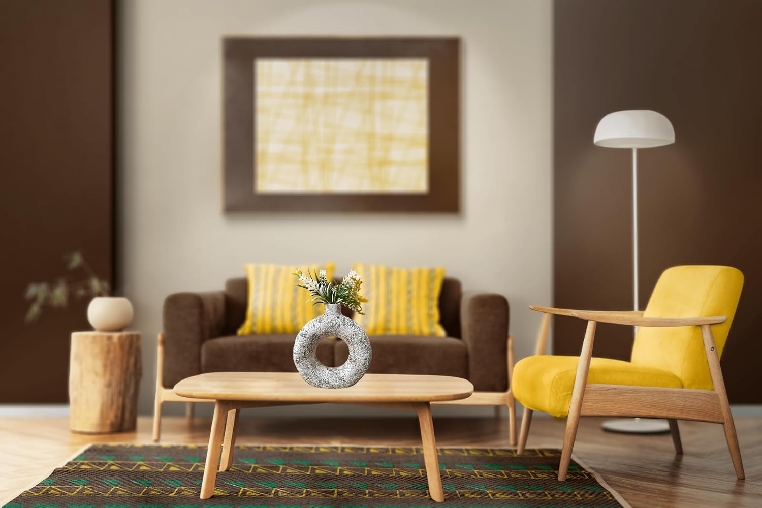 Ceramic White Donut Vase for Home Decor, Elegant Style, Perfect for Living Room, Bedroom, Office & Wedding Decoration