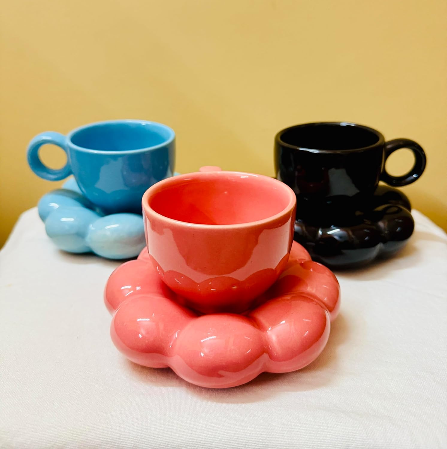 Home Decor Cloud-Shaped Ceramic Coffee Mug, Modern Design | Ideal for Gifts | Birthday, Wedding, Anniversary (Black)