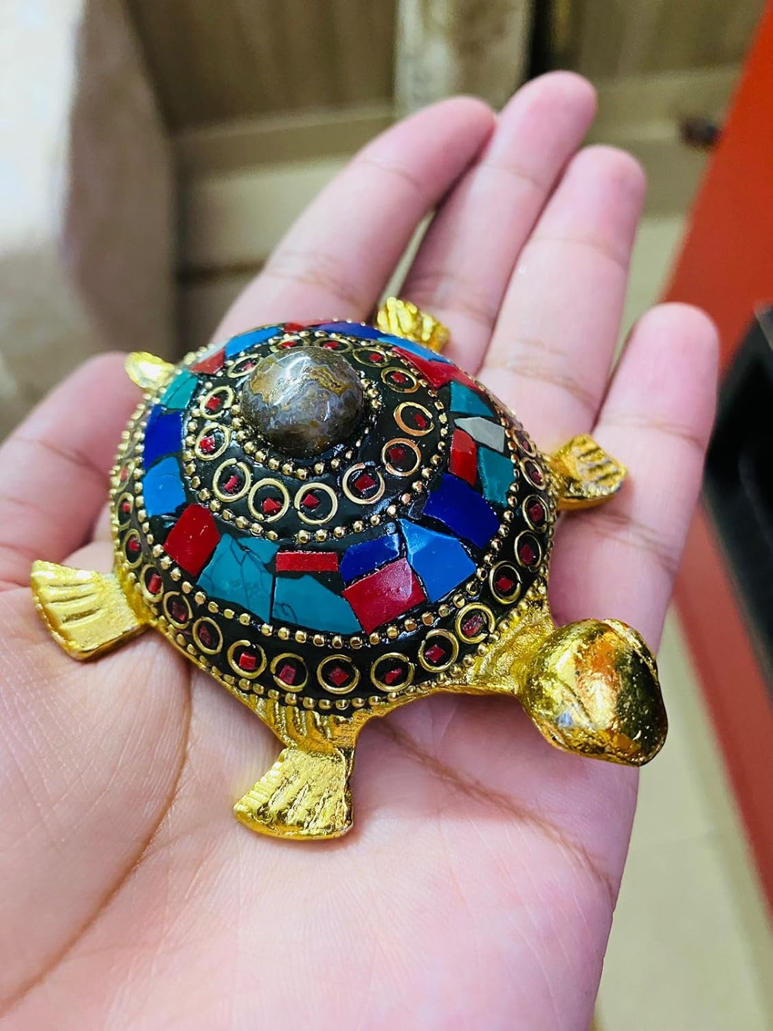 Manifested Decor Turtle, Good Luck for Home, Feng Shui Tortoise, Showpiece for Good Luck, Turtle Vastu Gift for Career and Luck, Home Decoration (Brown)