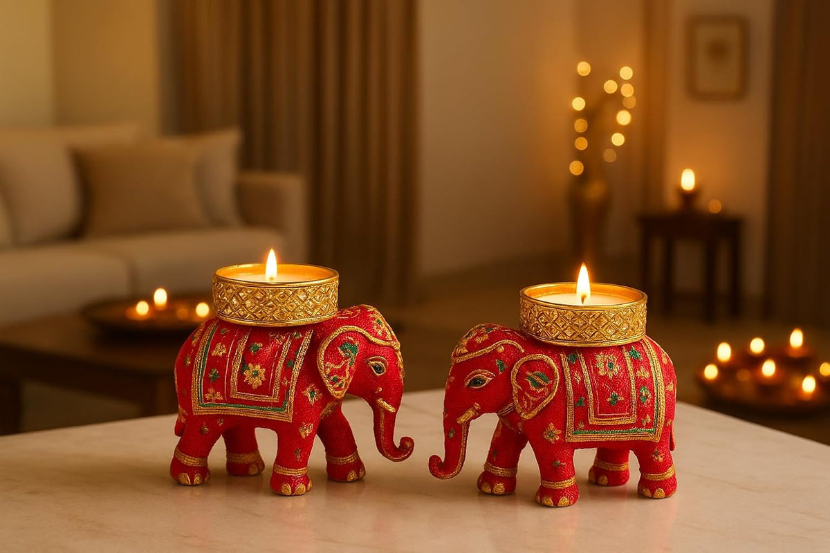 Elephant Tea Light Candle Holder with 2 tealights