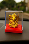 Golden Lord Ganesha Idol in Display Case