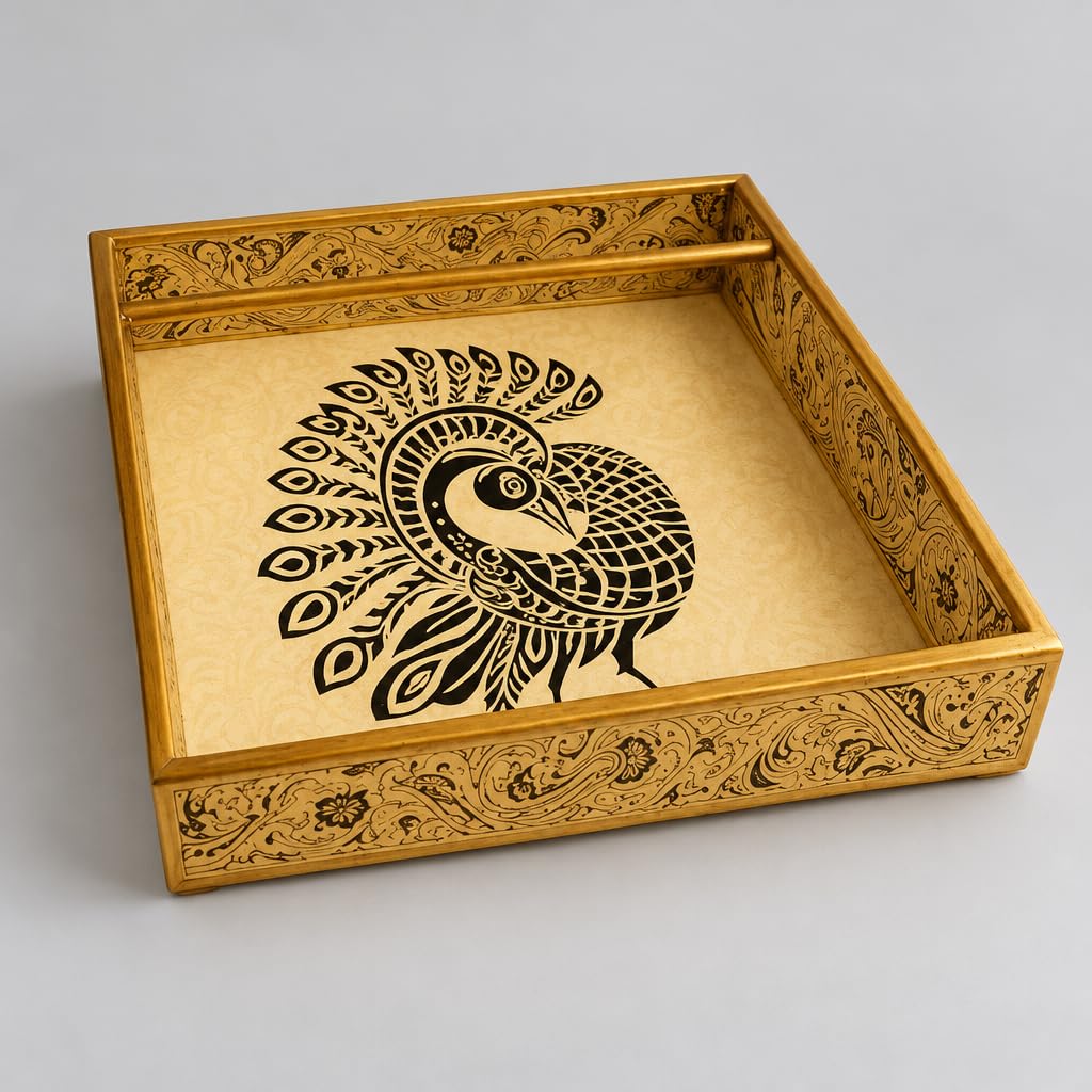 Decorative Wooden Tissue Box with Peacock Design – view 3