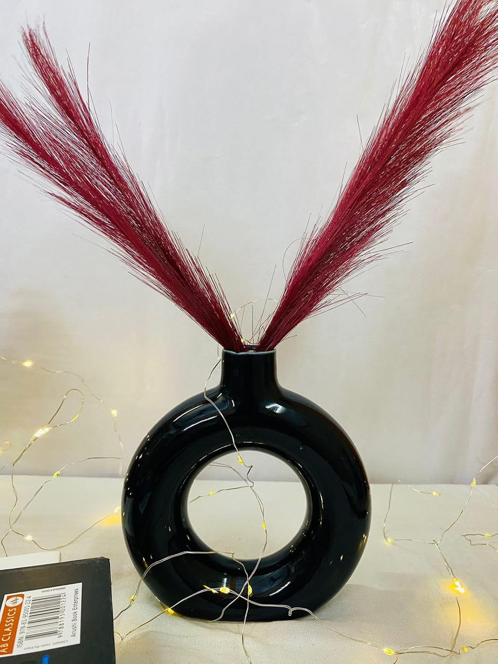 Manifested Decor - Ceramic Plain Black Donut Vase for Home Decor, Elegant Style, Perfect for Living Room, Bedroom, Office & Wedding Decoration