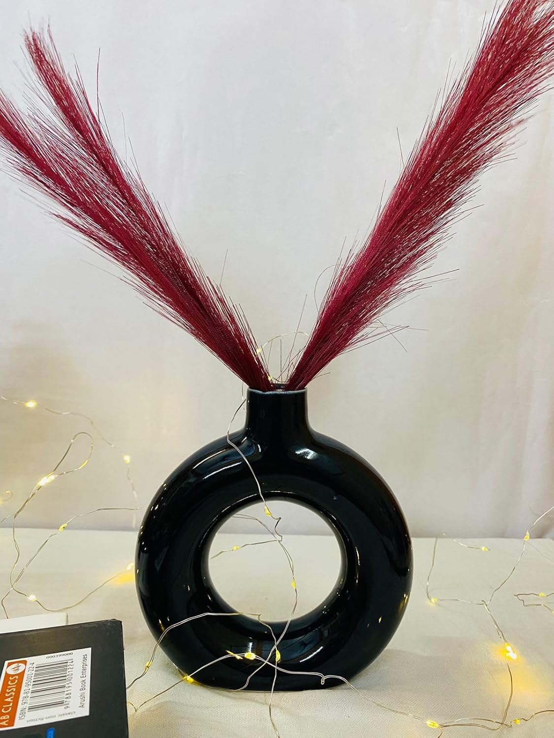 Manifested Decor - Ceramic Plain Black Donut Vase for Home Decor, Elegant Style, Perfect for Living Room, Bedroom, Office & Wedding Decoration