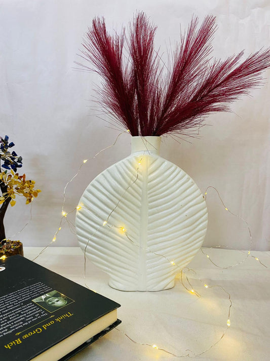 Manifested Decor - Ceramic Leaf Shape Vase - Stylish Home Decor - Perfect for Living Room, Bedroom, Office & Wedding Decoration - Centerpiece Decor
