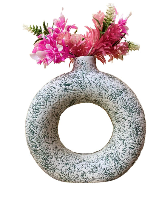 Manifested Decor - Large Ceramic White Donut Vase for Home Decor, Elegant Style, Perfect for Living Room, Bedroom, Office & Wedding Decoration