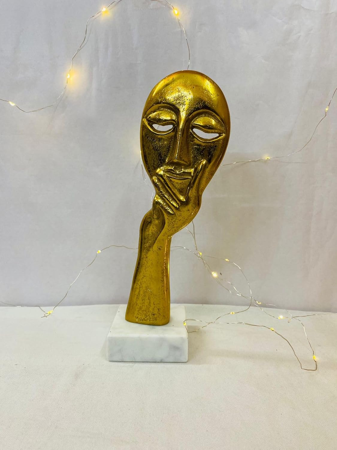 Manifested Decor - Gold Colour Woman Lady Face Decorative Showpiece Statue - Sculptures for Home Decor, Living Room, Bedroom, Office, Cafe Decoration (Set of 2)