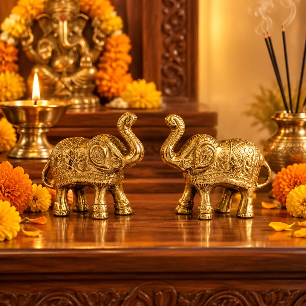 Gold Elephant Figurines Set of 2 – view 2