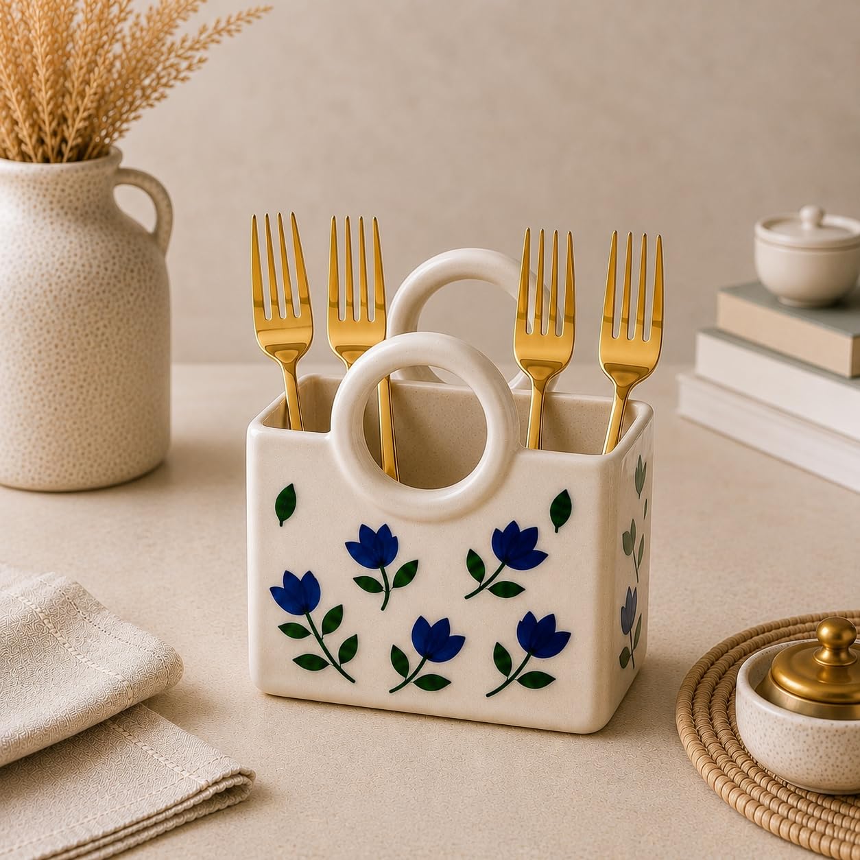 Gold Stainless Steel Cutlery Spoons, Forks - Set of 6, Mirror Finish (Gold Forks Set of 6)