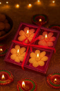 Decorative Flower Floating Candle Set in Red Gift Box