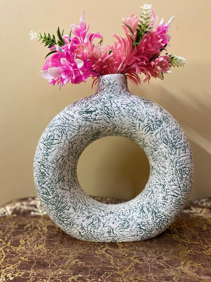 Manifested Decor - Large Ceramic White Donut Vase for Home Decor, Elegant Style, Perfect for Living Room, Bedroom, Office & Wedding Decoration
