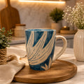 Ceramic Coffee Mug with Blue and White Marble Swirl Design