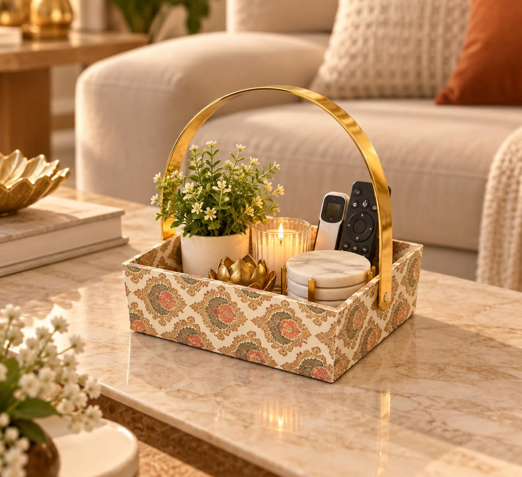 Decorative Basket Tray with Gold Handle – view 4