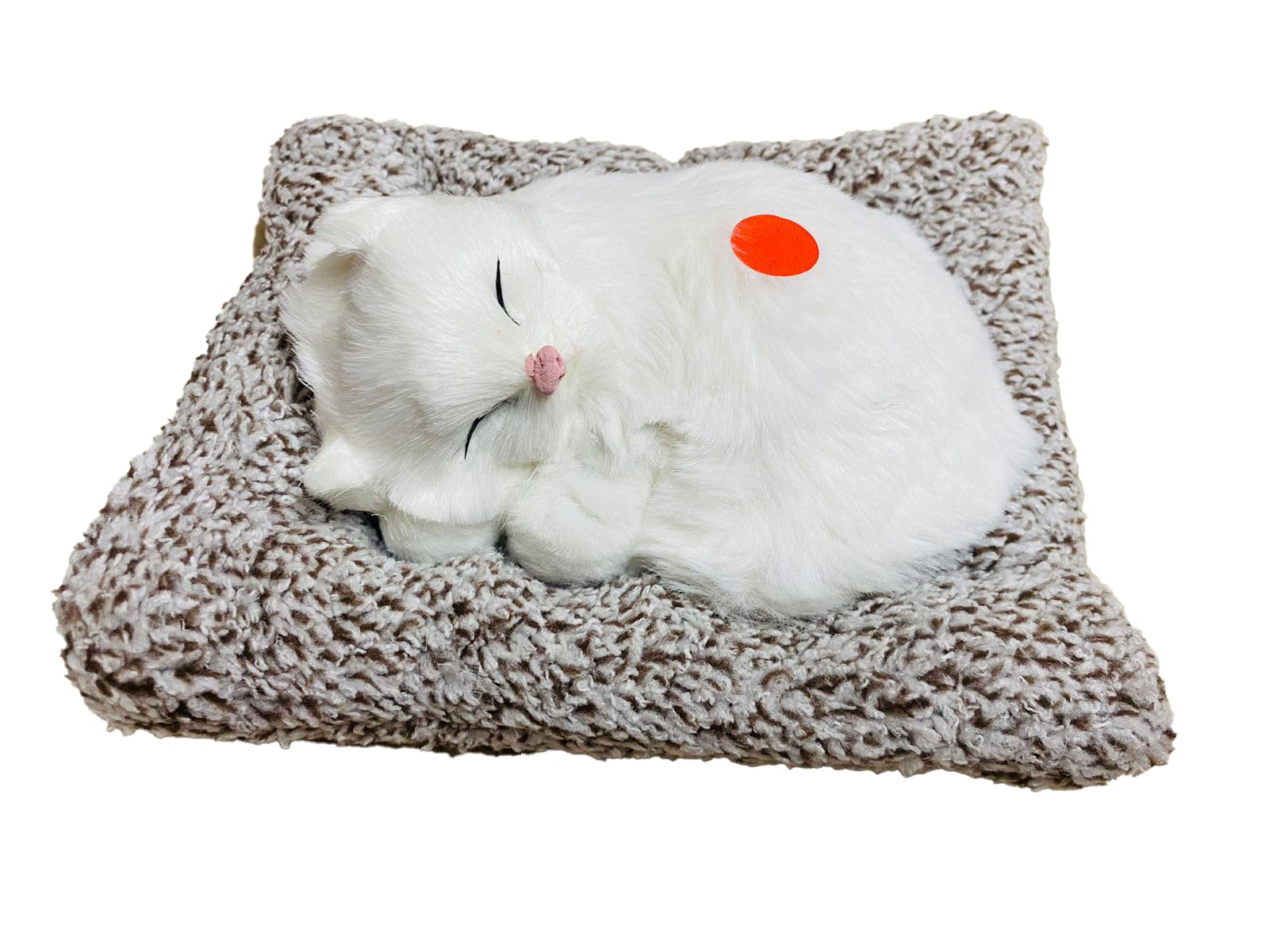 Sleeping Cat Plush Toy with Press Simulation Sound, Stuffed Cat Animal Fur Soft Toys with Sound for Kids Car Dashboard Cat & Office Desk Decoration (Brown Black Strip)