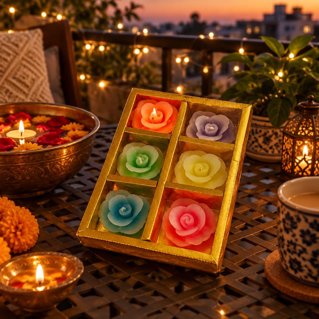 Decorative Rose Shaped Floating Candles – view 4