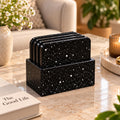 Black Speckled Coaster Set with Holder