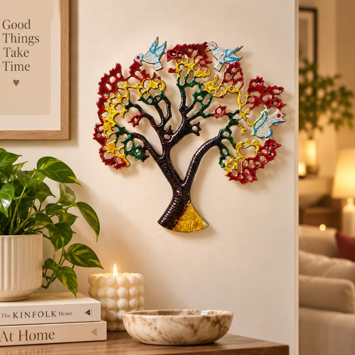 Tree of Life Metal Wall Art with Birds – view 2