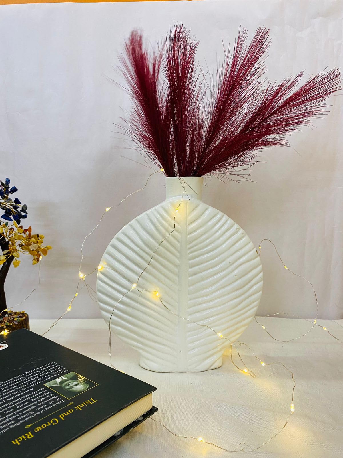 Manifested Decor - Ceramic Leaf Shape Vase - Stylish Home Decor - Perfect for Living Room, Bedroom, Office & Wedding Decoration - Centerpiece Decor