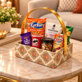 Decorative Basket Tray with Gold Handle