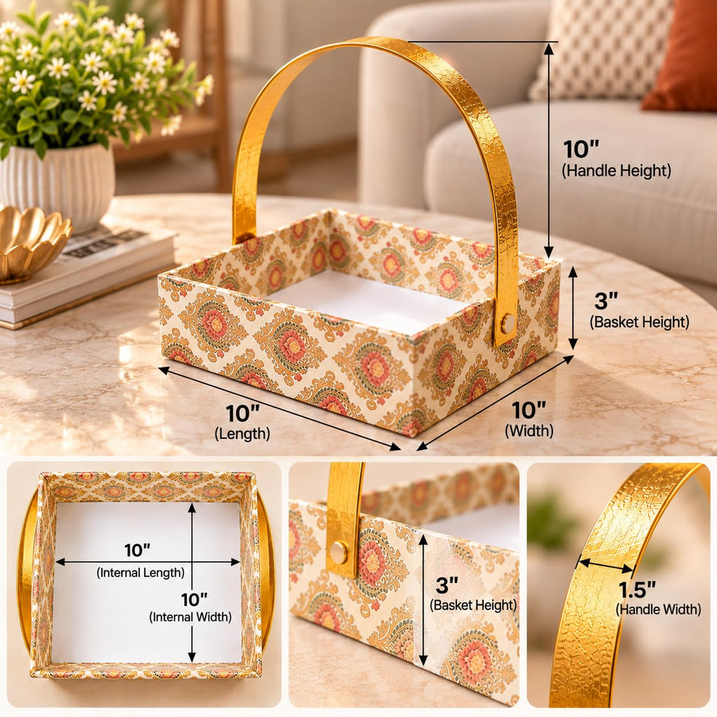 Decorative Basket Tray with Gold Handle – view 2