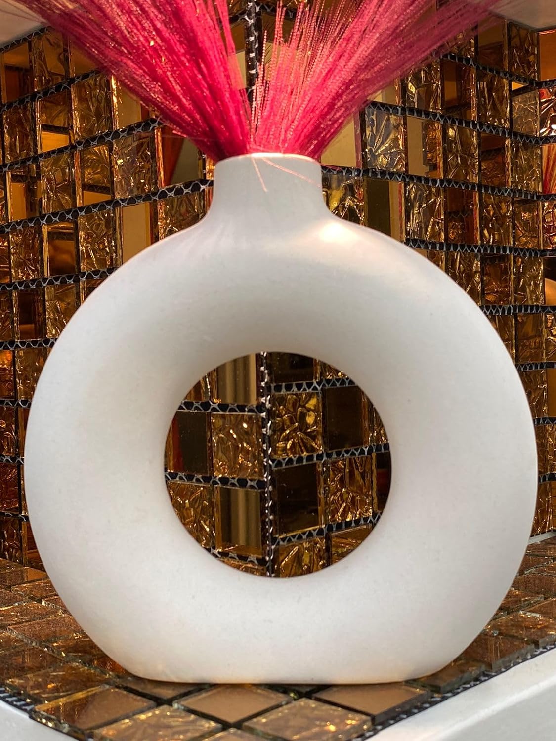 Manifested Decor - Ceramic Plain White Donut Vase for Home Decor, Elegant Style, Perfect for Living Room, Bedroom, Office & Wedding Decoration