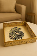 Decorative Wooden Tissue Box with Peacock Design