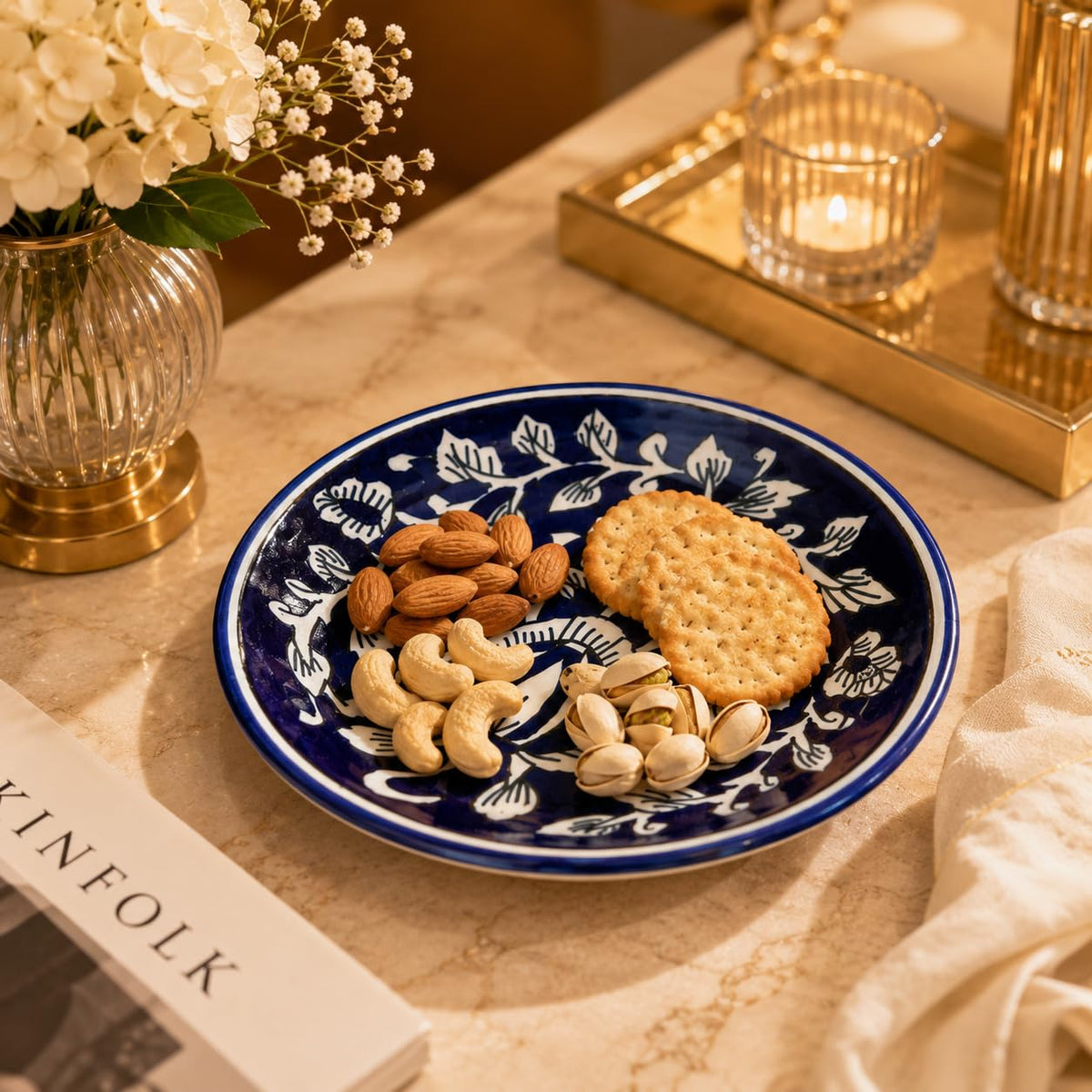 Blue and White Ceramic Decorative Plate
