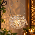 Crystal Bead Hanging Candle Holder Lantern
