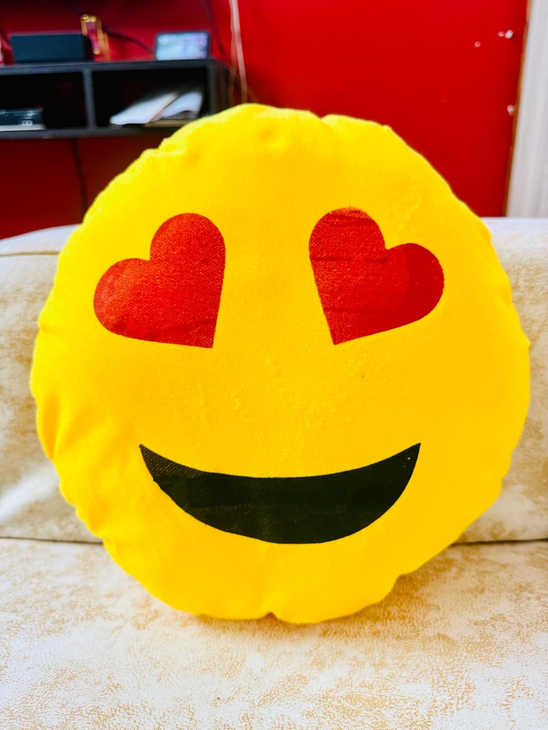 Instaworthy Smiley Emoji Cushion - Set of 2 | Best for Living Room, Hotel, Cafe, Home Decor