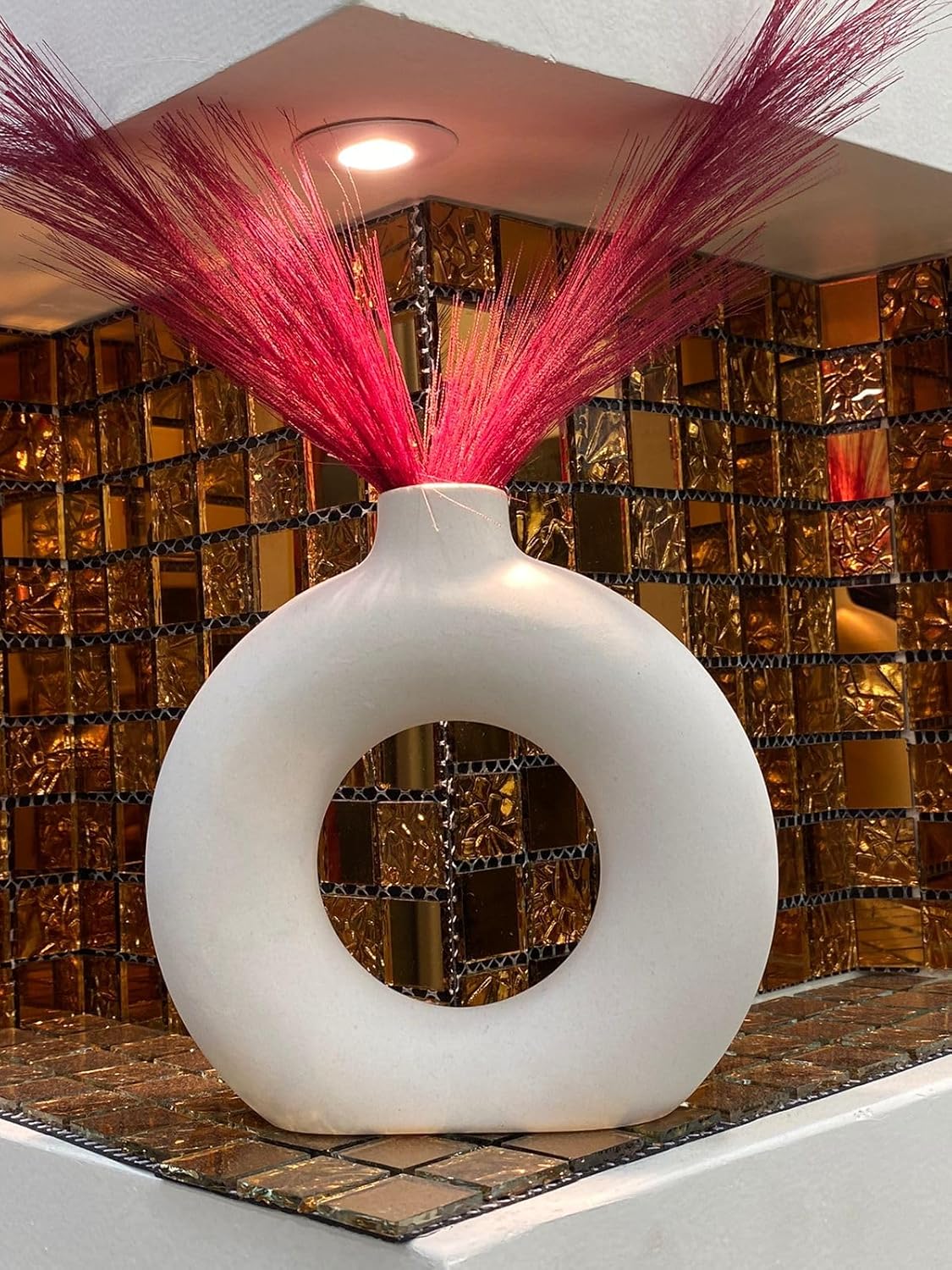 Manifested Decor - Ceramic Plain White Donut Vase for Home Decor, Elegant Style, Perfect for Living Room, Bedroom, Office & Wedding Decoration