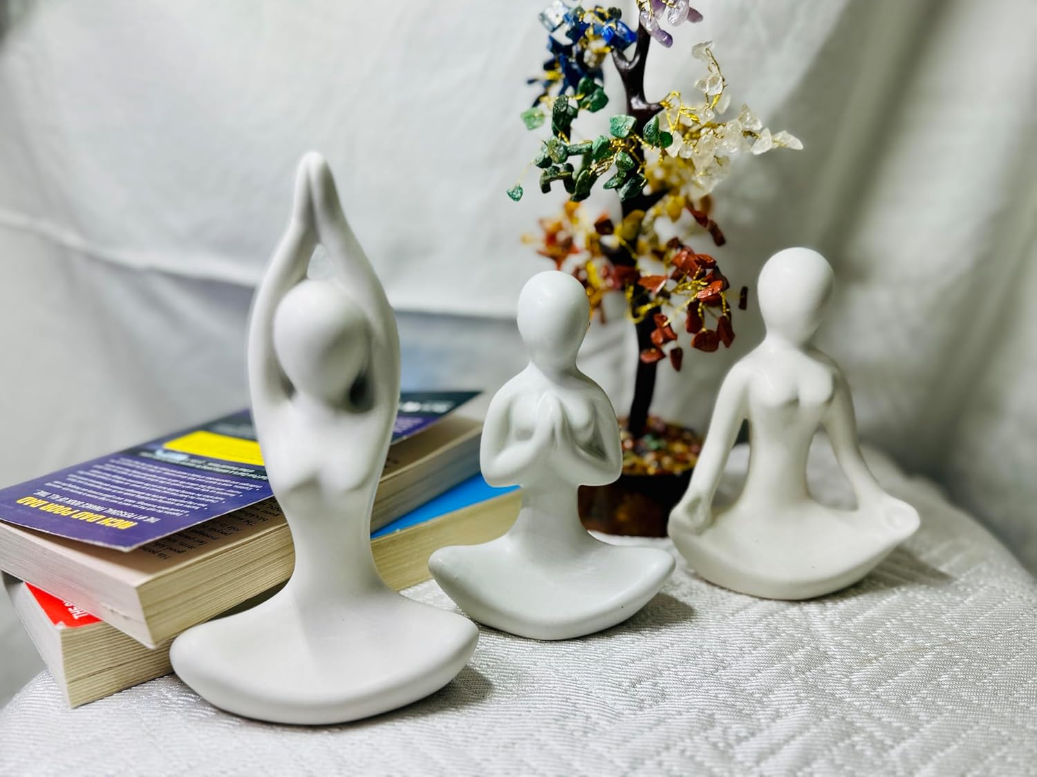 Yoga Figurine Set – Minimalist Resin Meditation Statues | Modern Zen Decor for Home, Office, Shelf & Gift | Serenity & Mindfulness Sculpture (3-Piece Set)