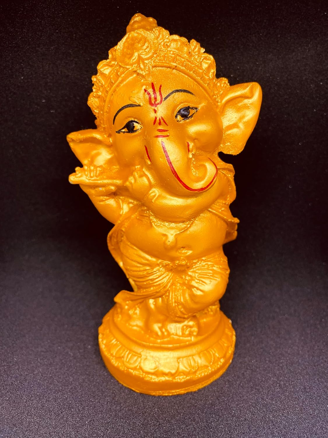 Polyresin Lord Ganesha Idol Playing Bansuri God Ganesha Figurine Sculpture for Home Entrance Ganesh Chaturthi Bal Ganesh Murthi Bansuri Ganesh Statue – view 3