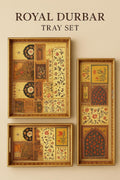 Printed Wooden Serving Trays with Floral Pattern