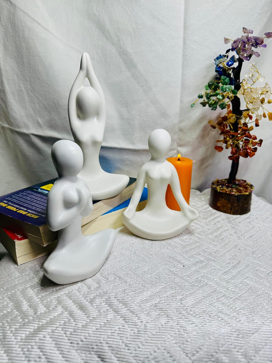 Yoga Figurine Set – Minimalist Resin Meditation Statues | Modern Zen Decor for Home, Office, Shelf & Gift | Serenity & Mindfulness Sculpture (3-Piece Set)
