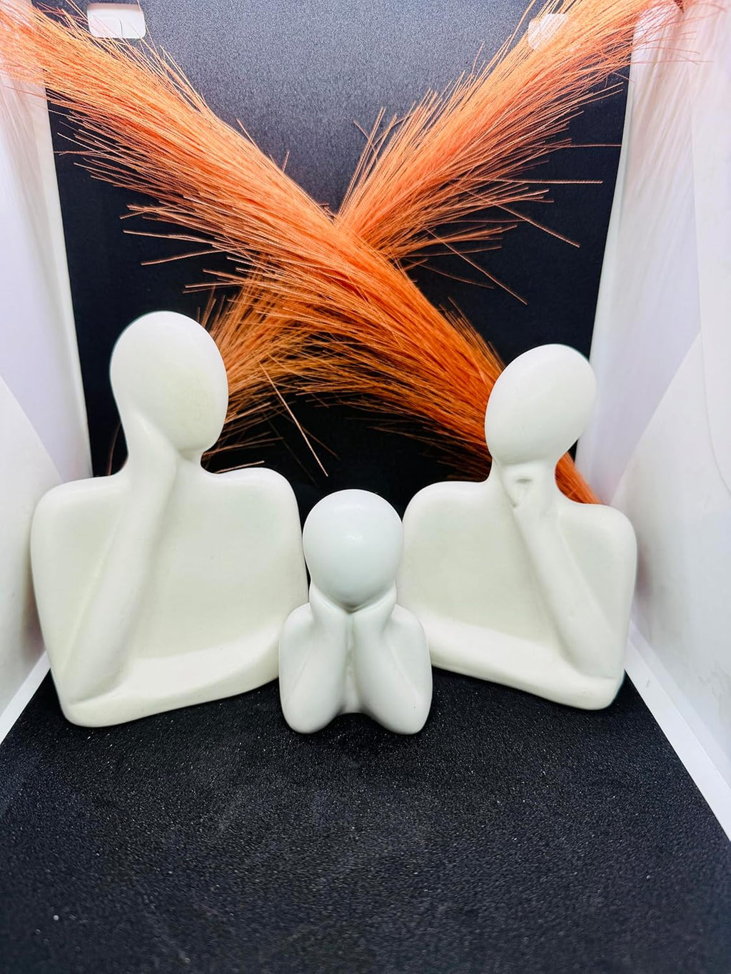 Modern Abstract Family Sculpture Set, White Ceramic Figurines, Contemporary Home Decor, Set of 3 | Ideal for Gifts, Birthdays, Weddings, Anniversary | Office Decor