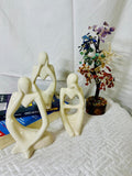 Minimalist Family Figurine Set – Beige Ceramic Abstract Sculptures | Contemporary Home & Office Décor (Set of 3) | Ideal for Gifts, Weddings, Anniversaries