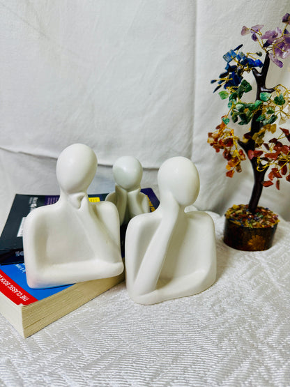 Manifested Decor Modern Abstract Family Sculpture Set, White Ceramic Figurines, Contemporary Home Decor, Set of 3 | Ideal for Gifts, Birthdays, Weddings, Anniversary | Office Decor