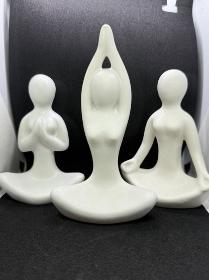 Manifested Decor Yoga Figurine Set – Minimalist Resin Meditation Statues | Modern Zen Decor for Home, Office, Shelf & Gift | Serenity & Mindfulness Sculpture (3-Piece Set)