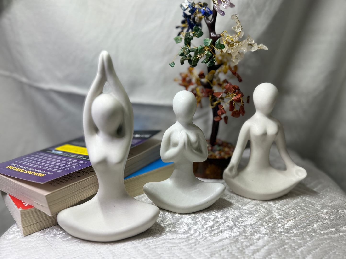 Manifested Decor Yoga Figurine Set – Minimalist Resin Meditation Statues | Modern Zen Decor for Home, Office, Shelf & Gift | Serenity & Mindfulness Sculpture (3-Piece Set)