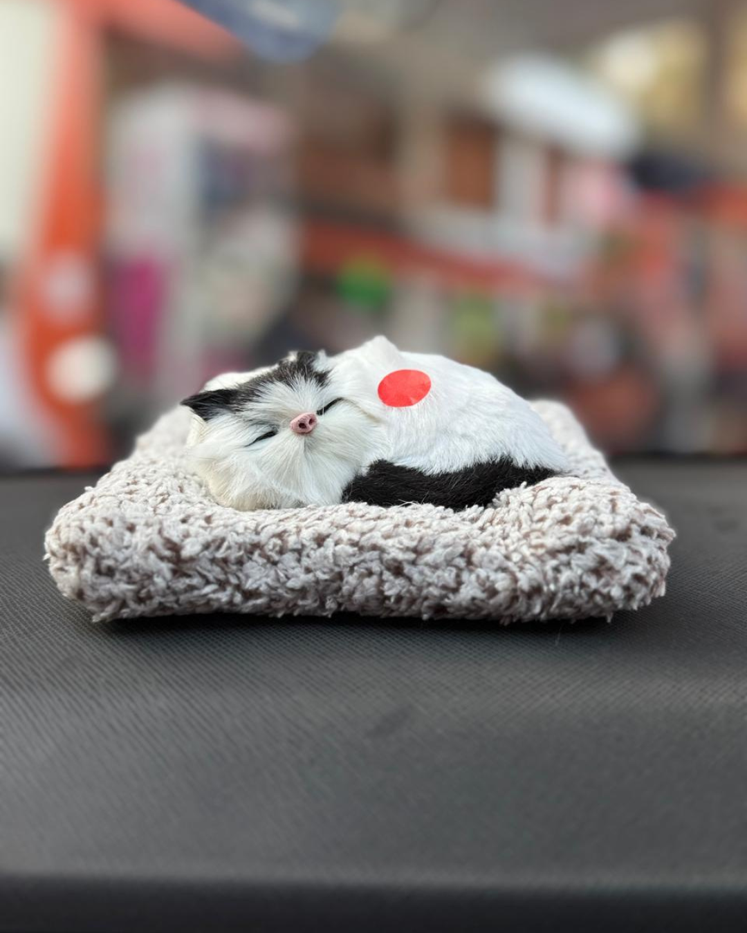 Manifested Decor Sleeping Cat Plush Toy with Press Simulation Sound, Stuffed Cat Animal Fur Soft Toys with Sound for Kids and Car Dashboard