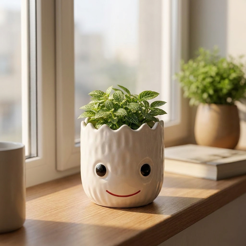 Ceramic Planter Set of 2 with Groot Face Design – lifestyle