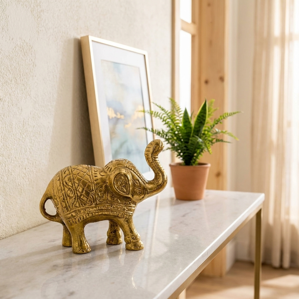 Gold Elephant Figurine, Decorative Statue, Ornate Design, Home Decor Accent, Tru – lifestyle