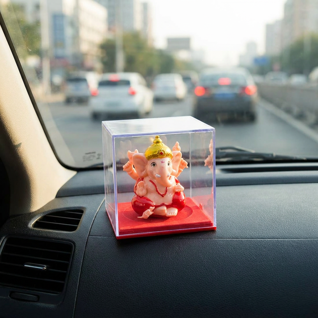 Manifested Decor Ganesh Car Dashboard Figurine, Moves Hand with Light, Pink and  – lifestyle